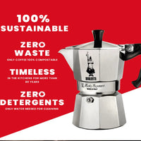 Bialetti Moka Express 6 Cup Stovetop Espresso Maker, Aluminum