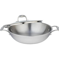 Meyer SuperSteel 32 CM Clad Wok With Lid, Stainless Steel