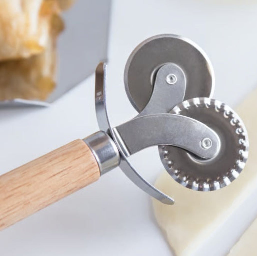 Fox Run Double Pastry Wheel, Wooden Handle