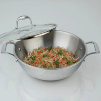 Meyer SuperSteel 32 CM Clad Wok With Lid, Stainless Steel