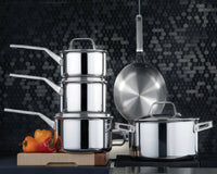 Meyer ProClad 10-Piece 5-Ply Cookware Set, Stainless Steel