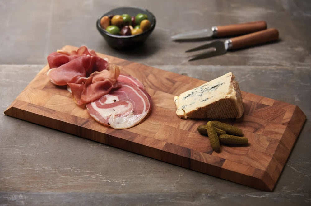 Ironwood Gourmet 15" X 6.25" End Grain Cheese Cutting Board, Acacia Wood