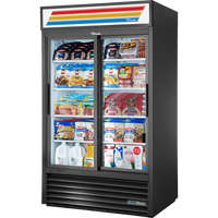 True 47" Merchandiser Refrigerator with 2 Glass Sliding Doors, Black Exterior