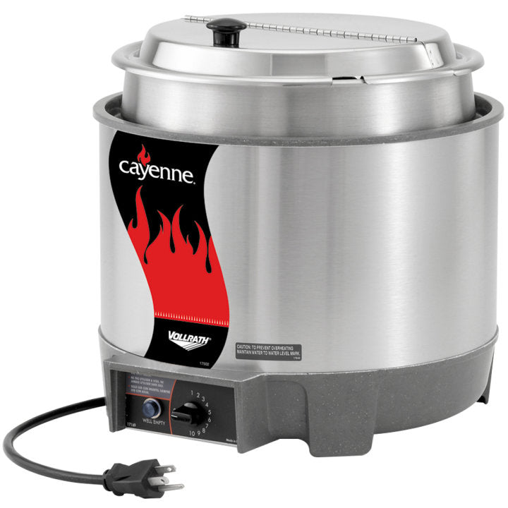 Vollrath Cayenne 11 Qt Soup Warmer with Inset & Hinge Cover - 72009