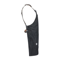 Mercer Culinary Renegade Bib Apron Black Denim with Brown Leather Straps - M63208DENBR
