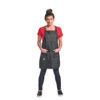 Mercer Culinary Renegade Bib Apron Black Denim with Brown Leather Straps - M63208DENBR