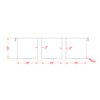 Nella Three Tub Drop In Sink 10" x 14" x 10" with Flat Top
