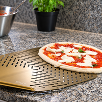 Gi Metal 14" Round Perforated Pizza Peel, 59" Handle Length