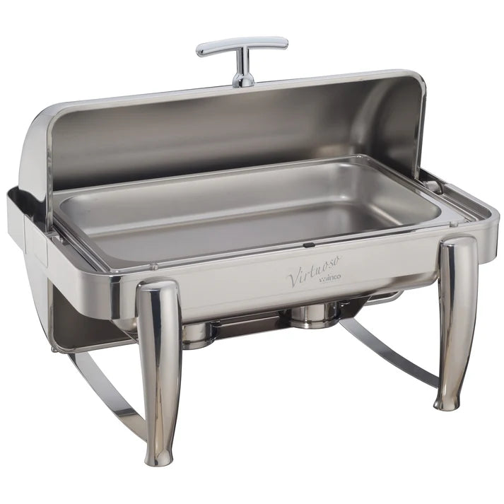 Winco Virtuoso 8 Qt Full Size Rectangle Chafing Dish with Roll Top Lid