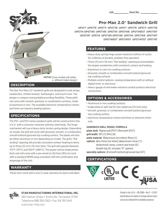 Spec Sheet