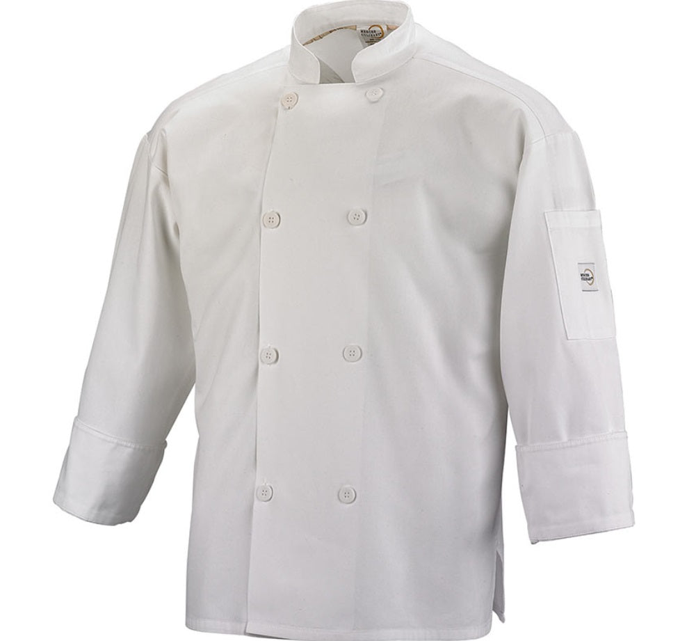 Mercer Culinary Long Sleeve Chef Jacket with Full Mesh Back, White, Medium