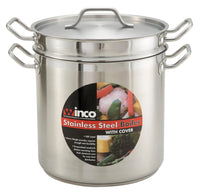 Winco 12 Qt Stainless Steel Double Boiler with Cover
