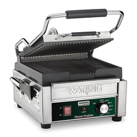 Waring WPG150C Perfetto 9.25" x 9.75" Panini Grill with Grooved Plates, 120V