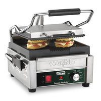 Waring WPG150C Perfetto 9.25" x 9.75" Panini Grill with Grooved Plates, 120V