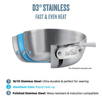 All-Clad 8 Qt Stock Pot with Triple Layer Lid, Stainless Steel