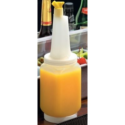 Vollrath 3616 Traex Bar Keep II 0.5 Qt. White Pour Container with Neck,  Lid, and Assorted Color Spouts