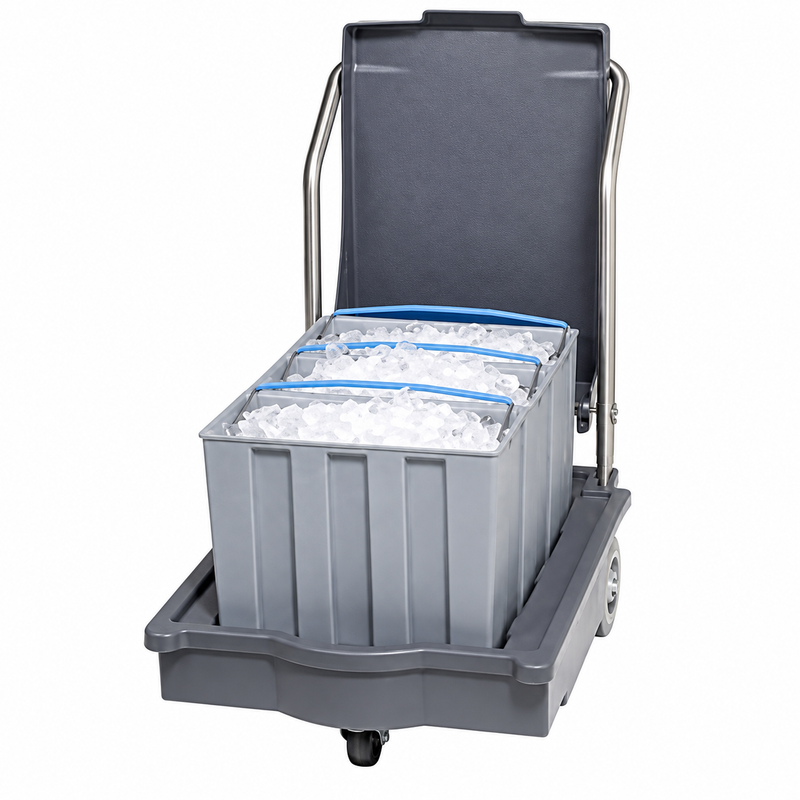 Follett Smart Cart 75 lb Insulated Mobile Ice Bin, Grey