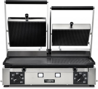 Trento Elite Series 10" x 19" Double Panini Grill Grooved Top & Half Grooved and Smooth Bottom 220V