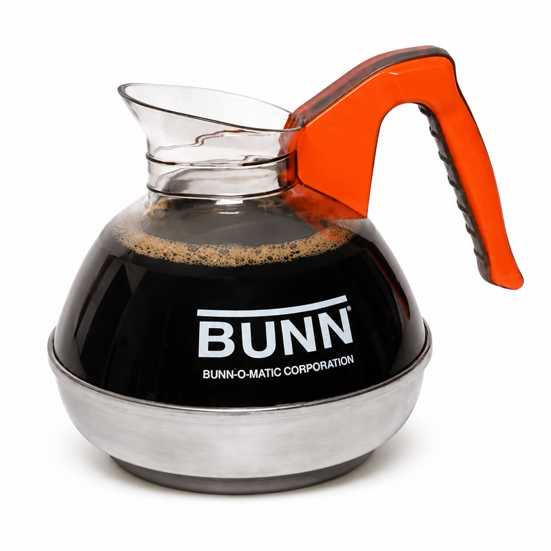 Bunn 64 Oz Easy Pour Coffee Decanter with Stainless Steel Bottom, Orange Handle