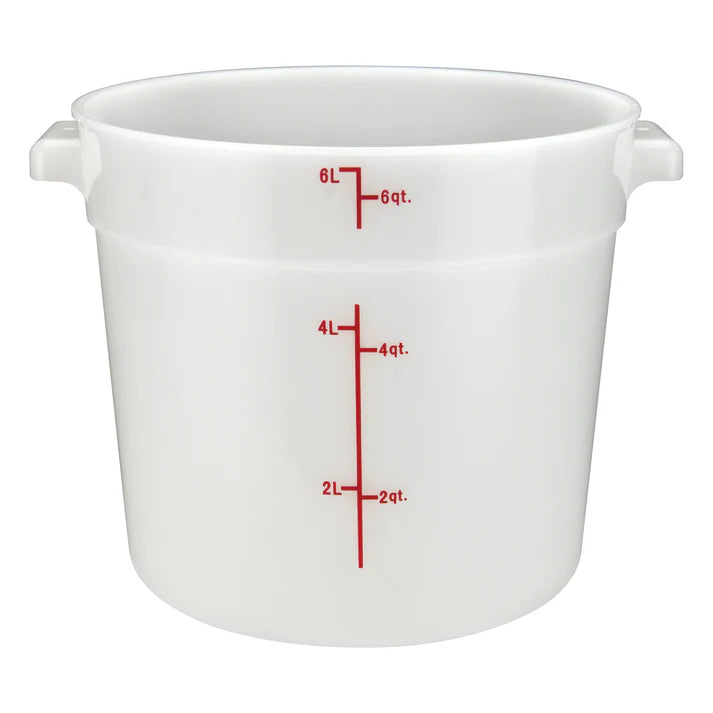 Winco 6 Qt Round Food Storage Container, White - PPRC-6W