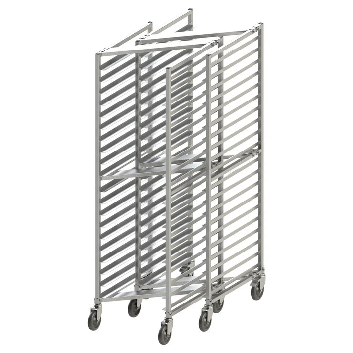 Winco 20 Tier Nesting Sheet Pan Rack with Brakes, 3" Spacing, Welded