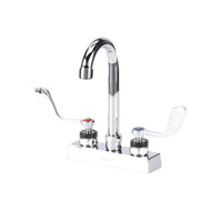 Encore 4" OC Deck Mount Faucet Ceramic Valves, 3-1/2" Rigid Gooseneck Spout, 4" Wrist Blade Handles