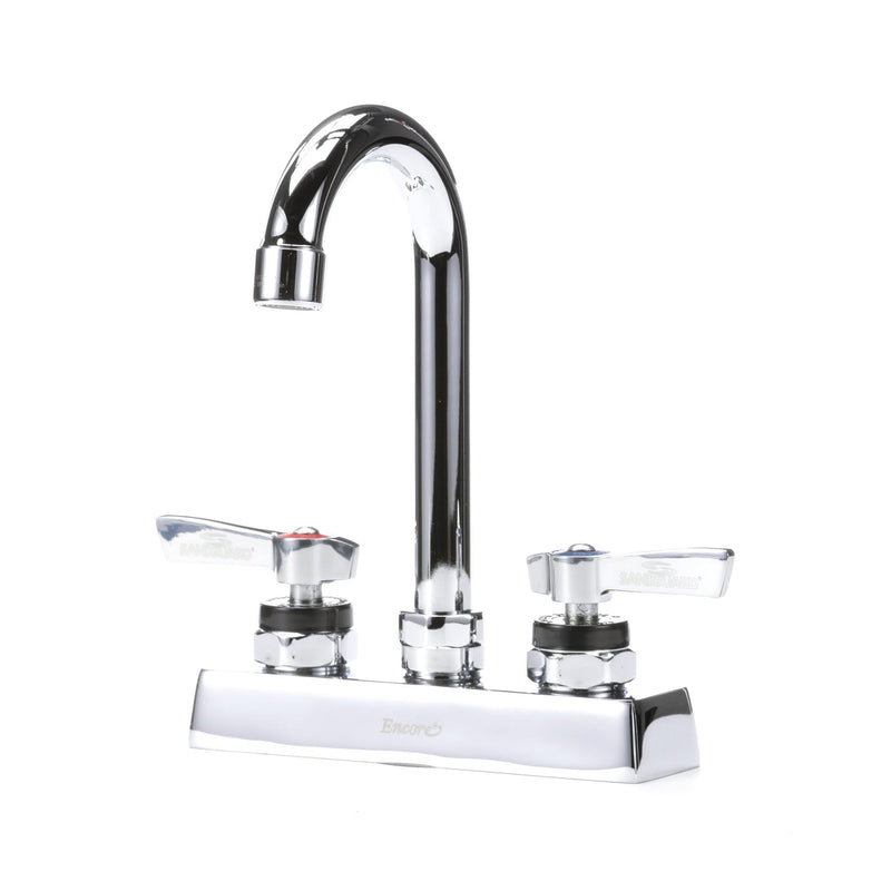 Encore 4" OC Deck Mount Faucet, 3-1/2" Swivel Gooseneck Spout and Lever Handles