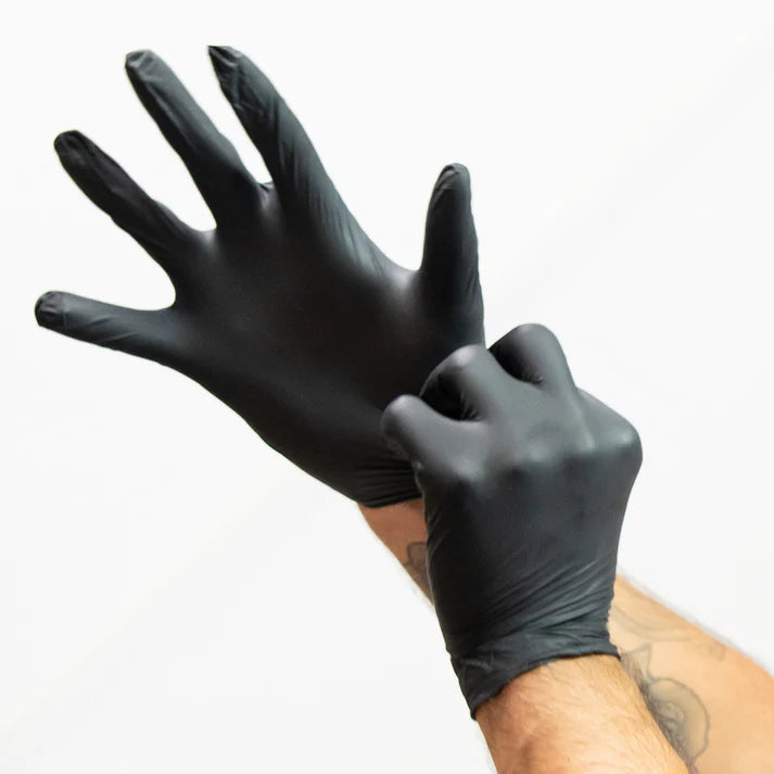 Winco Disposable Gloves, Nitrile, Medium, Black