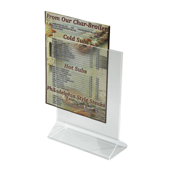 Winco Double Sided Menu Stand, Clear, 5" x 7" - ATCH-57