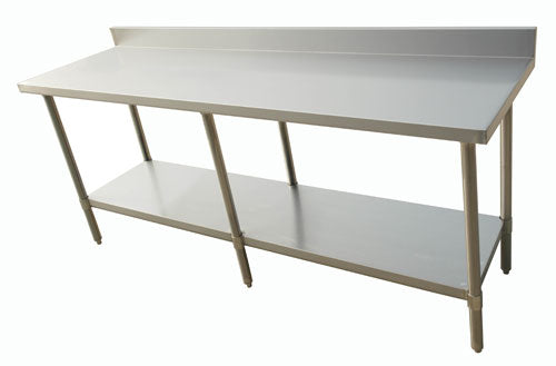 Nella Worktable 30" x 84" With Backsplash All Stainless Steel