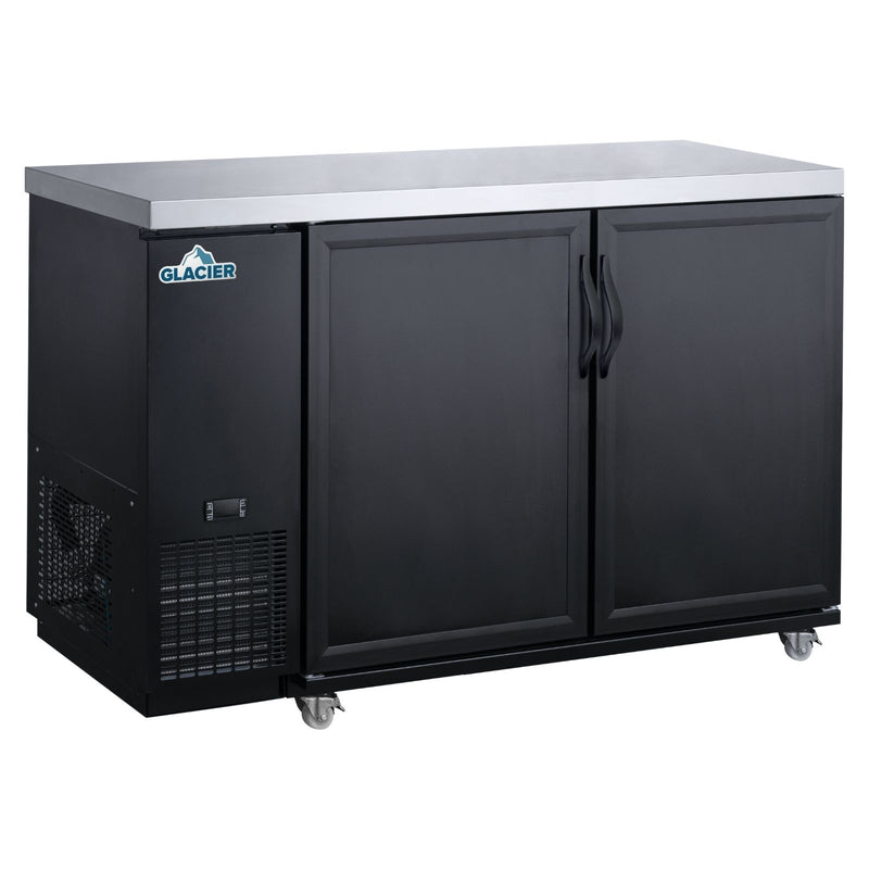 Glacier 61" Back Bar Refrigerator with 2 Solid Door, Black