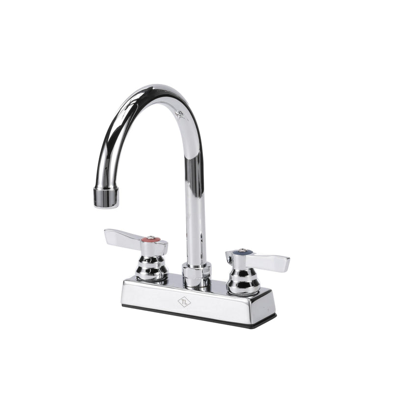 TOP-LINE® 4" OC Deck Mount Faucet Ceramic Valves with 6" Swivel Gooseneck Spout