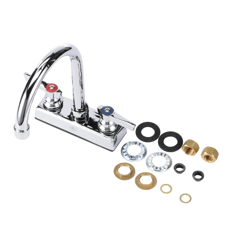 TOP-LINE® 4" OC Deck Mount Faucet Ceramic Valves with 6" Swivel Gooseneck Spout