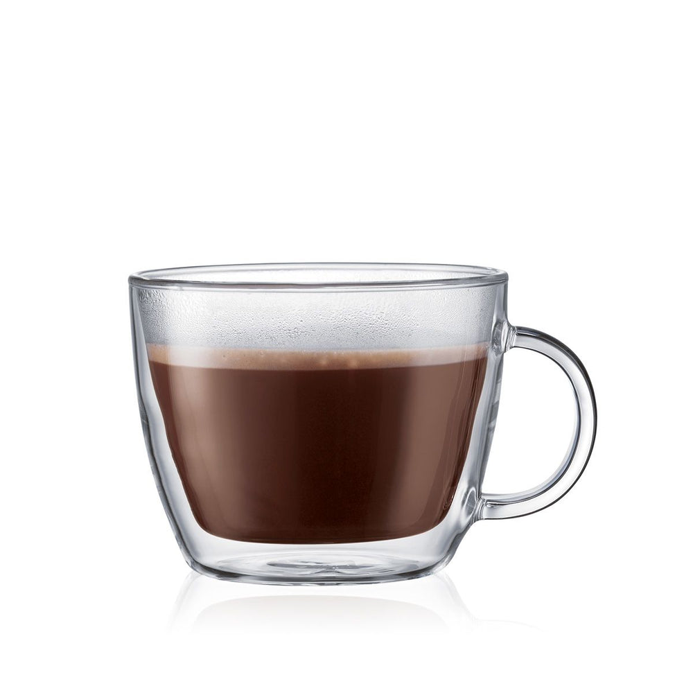 Bodum Bistro  15 Oz Double Wall Latte Cups Glass 2 / Set