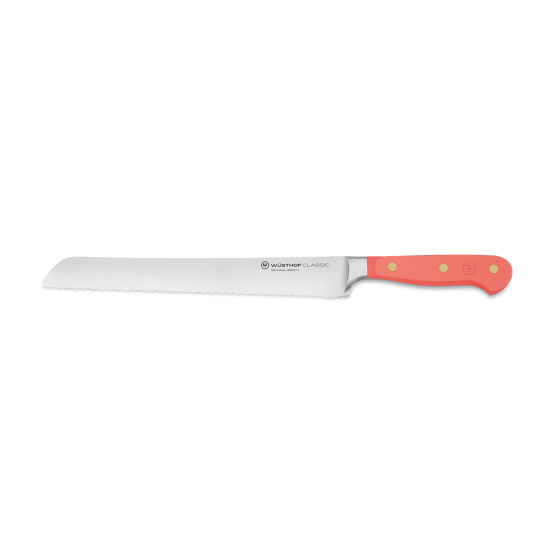 Wusthof Classic 9" Double Serrated Bread Knife, Coral Peach Handle