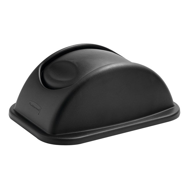 Rubbermaid Untouchable 7 Gallon Rectangular Soft Wastebasket Dome Swing Lid, Black