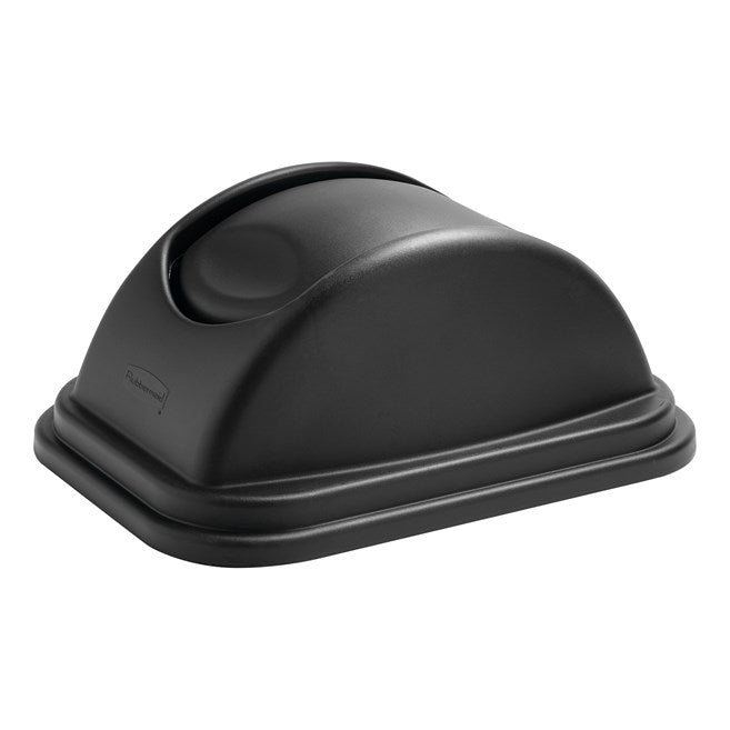 Rubbermaid Untouchable 10.25 Gallon Rectangular Soft Wastebasket Dome Swing Lid, Black