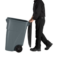 Rubbermaid Brute 50 Gallon Rectangular Mobile Trash Can with Lid, Grey