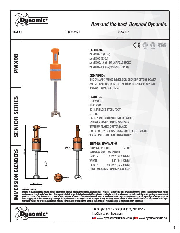 Spec Sheet