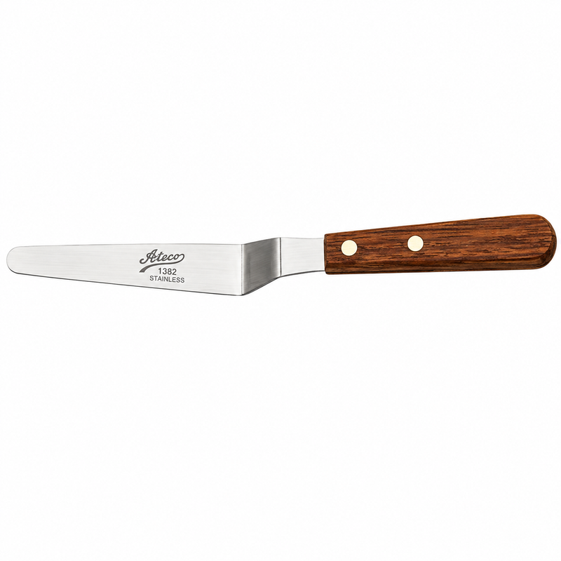 Ateco 4.25" Offset Cake Spatula, Tapered with Wood Handle