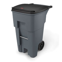 Rubbermaid Brute 65 Gallon Wheeled Rectangular Trash Can with Lid, Grey