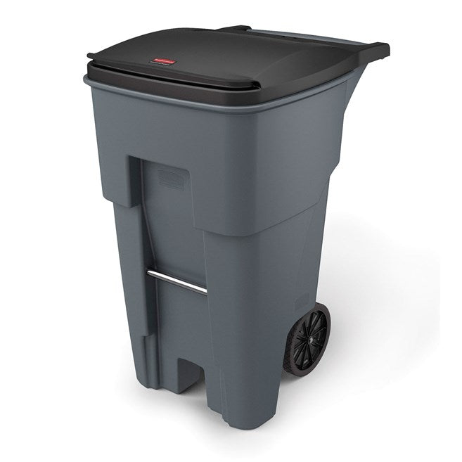 Rubbermaid Brute 65 Gallon Wheeled Rectangular Trash Can with Lid, Grey