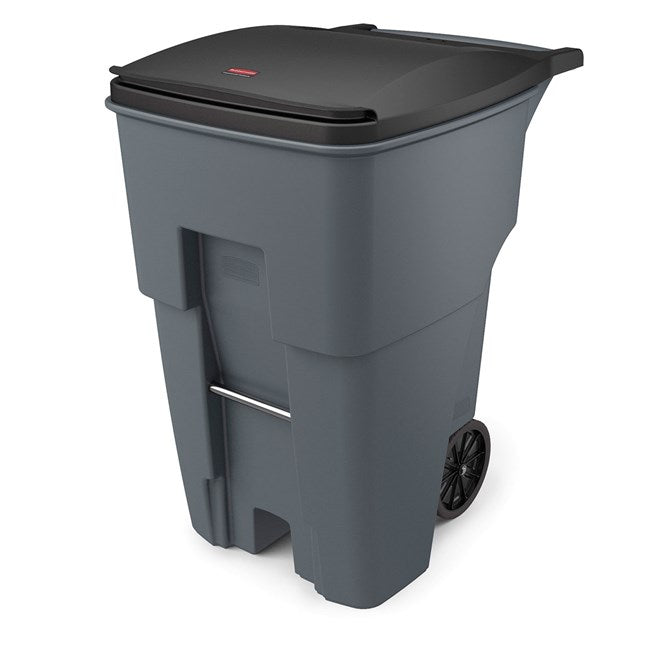 Rubbermaid Brute 95 Gallon Wheeled Rectangular Trash Can with Lid, Grey
