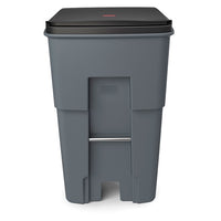 Rubbermaid Brute 95 Gallon Wheeled Rectangular Trash Can with Lid, Grey