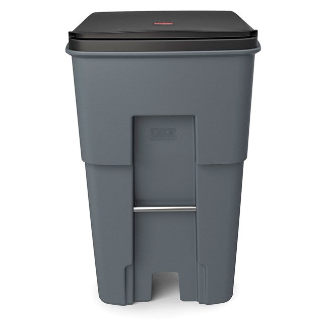 Rubbermaid Brute 95 Gallon Wheeled Rectangular Trash Can with Lid, Grey