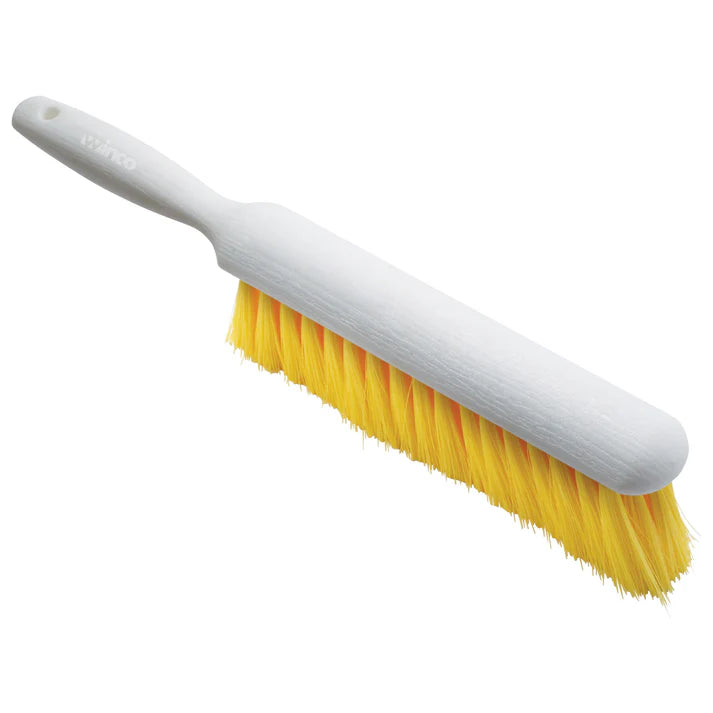 Winco 14" Counter Brush, White Handle, Yellow Bristles
