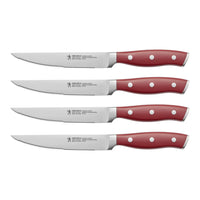 Zwilling Forged Accent 4 Piece Steak Knife Set with Red Handles