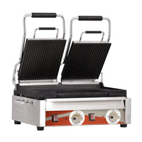 Nella 10" x 18" Double Panini Grill with Grooved Top & Bottom Grill Surface 220V