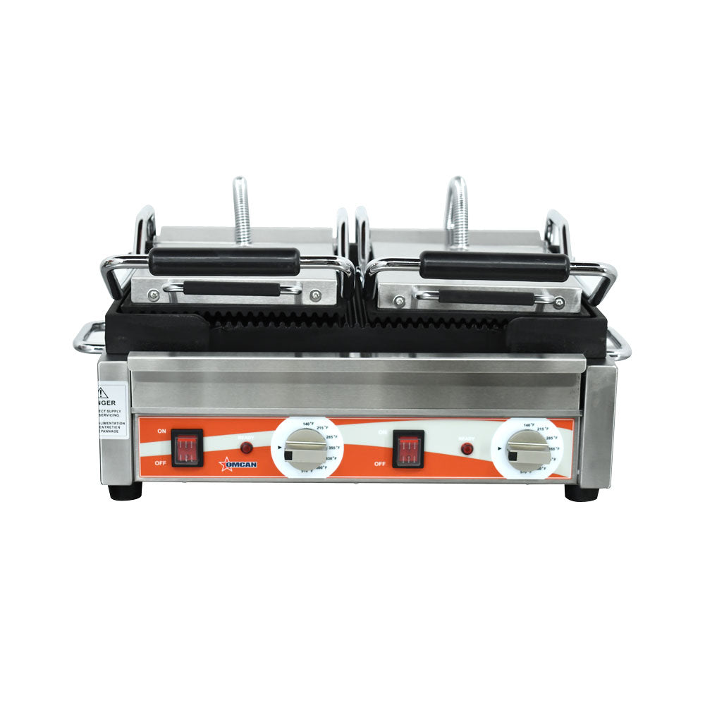 Nella 10" x 18" Double Panini Grill with Grooved Top & Bottom Grill Surface 220V