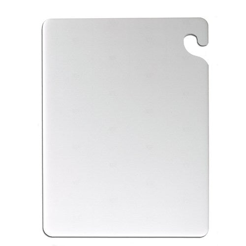San Jamar 18" x 24" Cutting Board with Food Safety Hook, White
